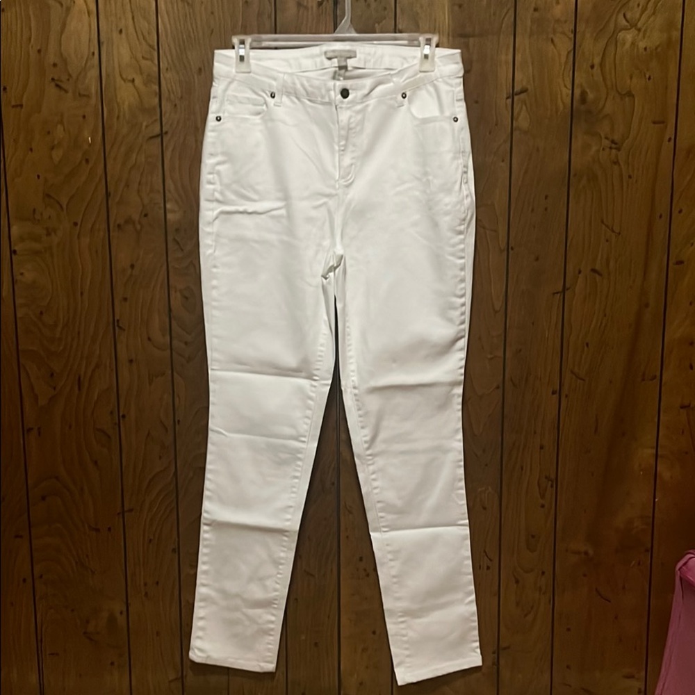 Woman Within Straight Leg White Jeans